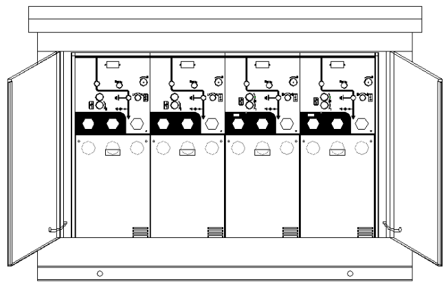 戶外型固體絕緣環(huán)網(wǎng)柜單元結(jié)構(gòu)示意圖 戶外型固體絕緣環(huán)網(wǎng)柜單元結(jié)構(gòu)示意圖